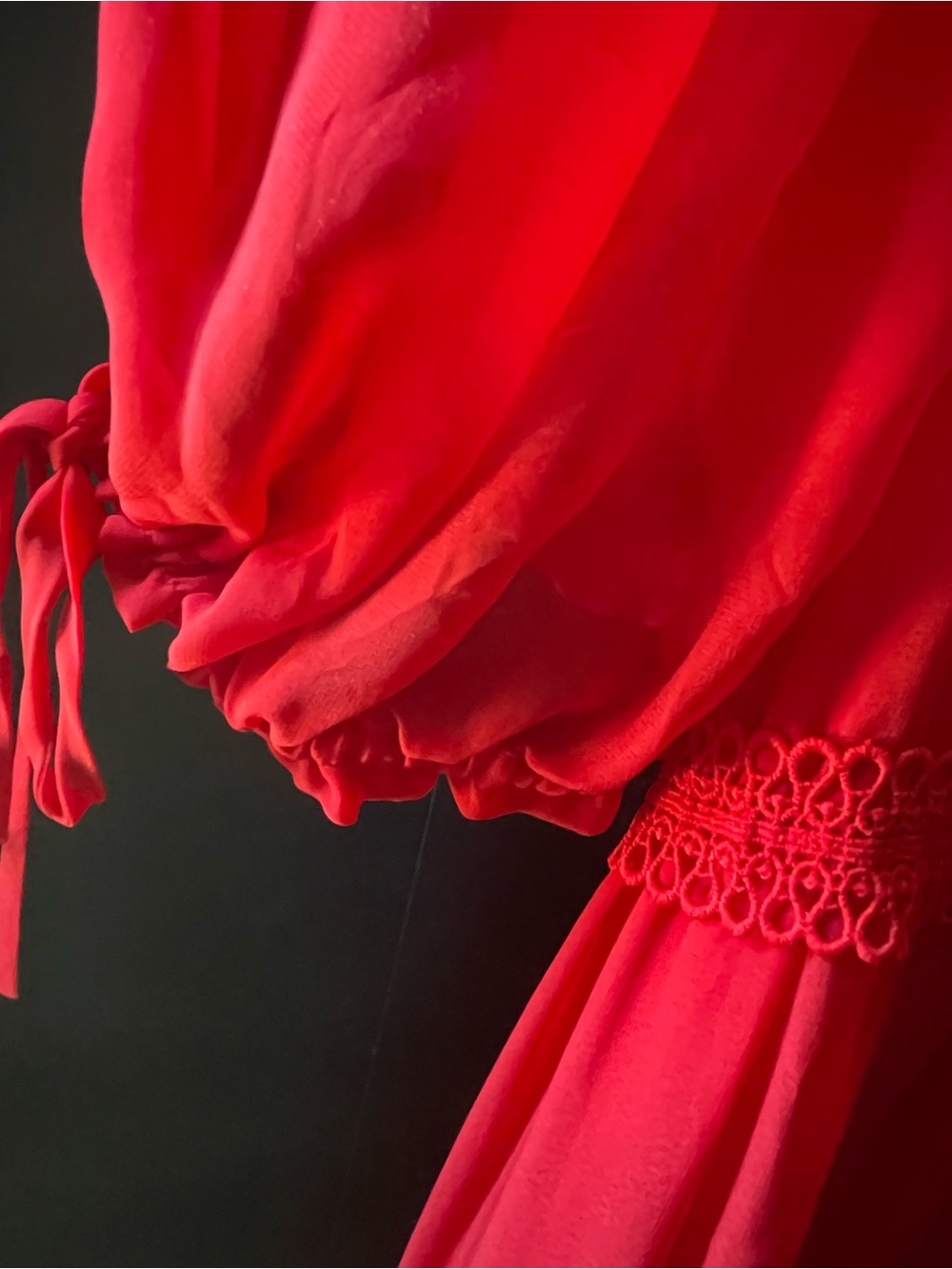 NWOT Red Goji Rachel Parcell Puff-Sleeved Tiered Maxi Dress - Picture 5 of 7